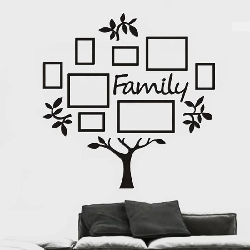 3D Acrylic Family Photo Tree Wall Stickers For Living Room DIY Photo Frame Tree Mirror Decal Home Decorative Art Wall Decals