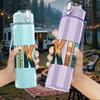 1PC Hiking Retro Bold Letter Text Print 750ml Color Plastic Sports Water Bottle Leakproof Flip Straw Lid Suitable for Sports Office Home Use