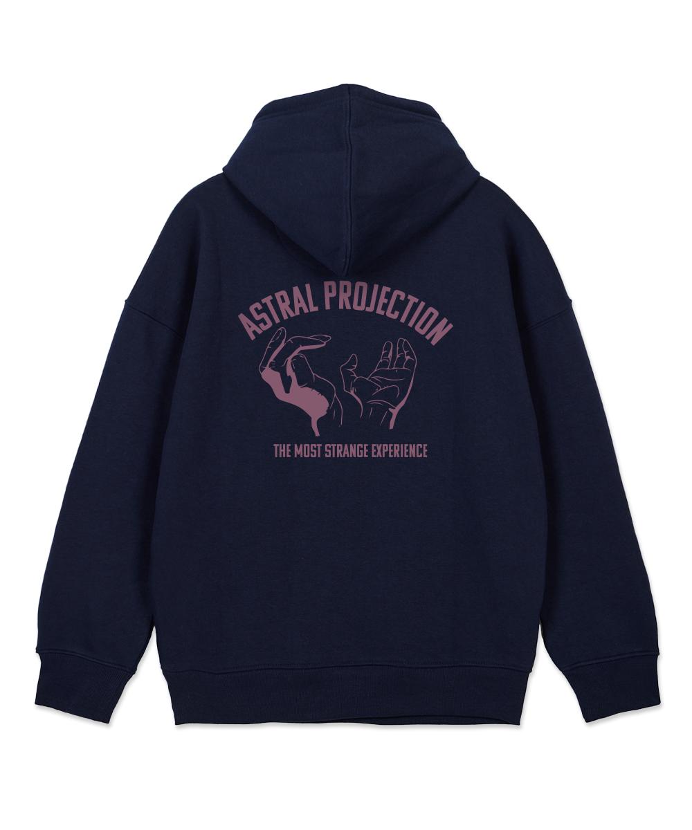 Astral Projection Hands Up Oversized Wide Shoulder Hoodie_Navy M (No Fleece)