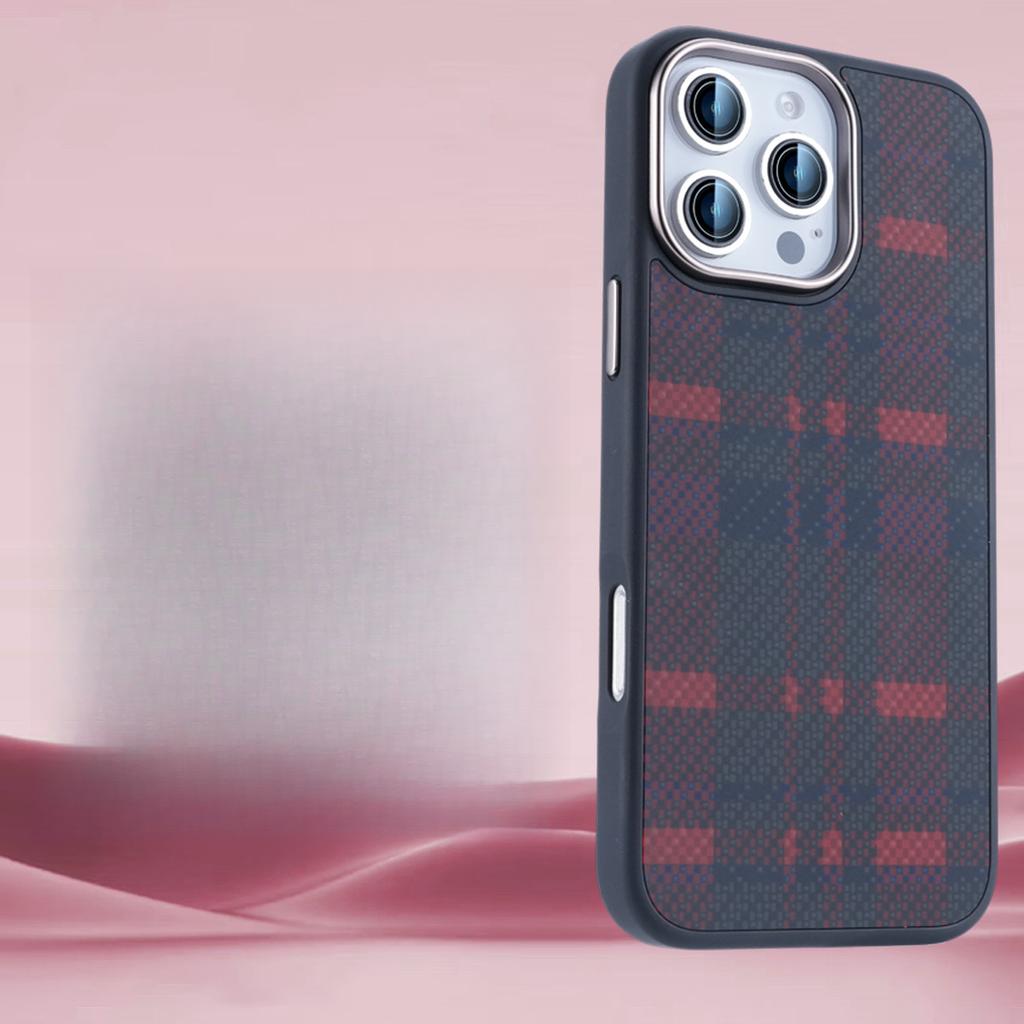 Applicable To IPhone16pro Retro Keraf Mobile Phone Case Apple 15 Carbon Fiber Plaid 14 Anti-fall Protection Case