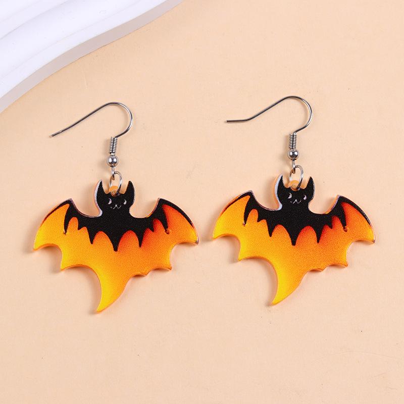 Personalized Colorful Bat Ghost Halloween Earrings Cartoon Pumpkins Spider Acrylic Drop Earring Cosplay Jewelry Accessory Gifts