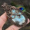 Caribbean Larimar Gemstone Copper Wire Wrap Jewelry Pendant 3.43