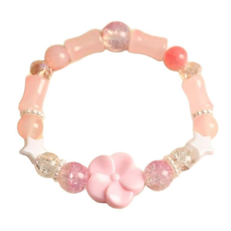 Elegant Dopamine Flower Designs Bracelet Crafted from Sturdy Resin Materials for Daily Wear and Styles Enhancement