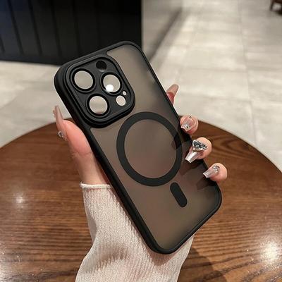 Luxury Translucent Matte Full Lens Protector Case For IPhone 14 13 12 15 Pro Max 15 Plus Magsafe Magnetic Wireless Charge Cover