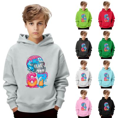 Kinderen Lange Mouw Losse Pullover Letterprint Trekkoord Capuchon Sweatshirt