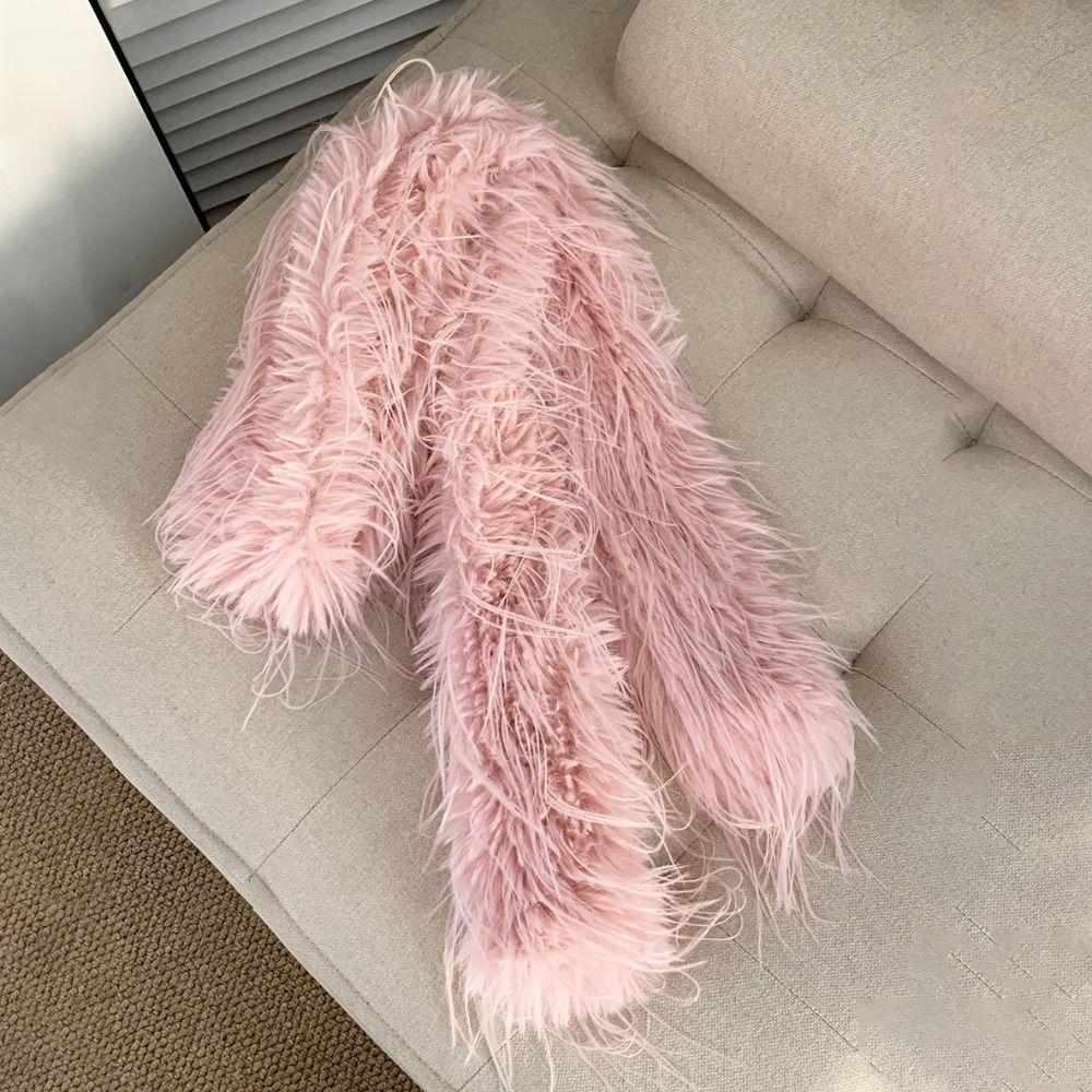 Imitation Mink Fur Plush Long Strip Scarf Thick Fluffy Ladies Tassels Scarf Soft Shawl  Outdoor