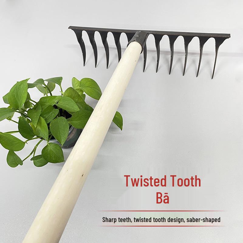 

Multifunctional Twisted Tooth Iron Rake: Soil Loosening, Grass Raking & Weeding Agricultural Tool