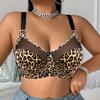 Reggiseno Sottile Wireless Taglie Forti Stampa Leopardo per Donna Comfort Leggero Senza Imbottiture Senza Pressione Intimo Quotidiano