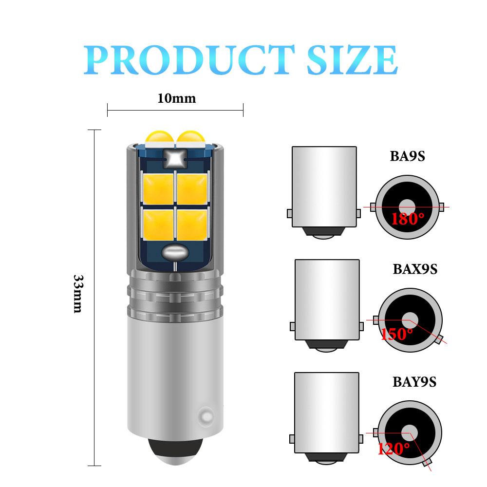 2 Stück BA9S BAX9S BAY9S LED-Lampen 3030 Chip 10SMD T4W H6W Auto Innenraum Lese-Deckenleuchten Kennzeichenbeleuchtung Auto-Parkleuchten