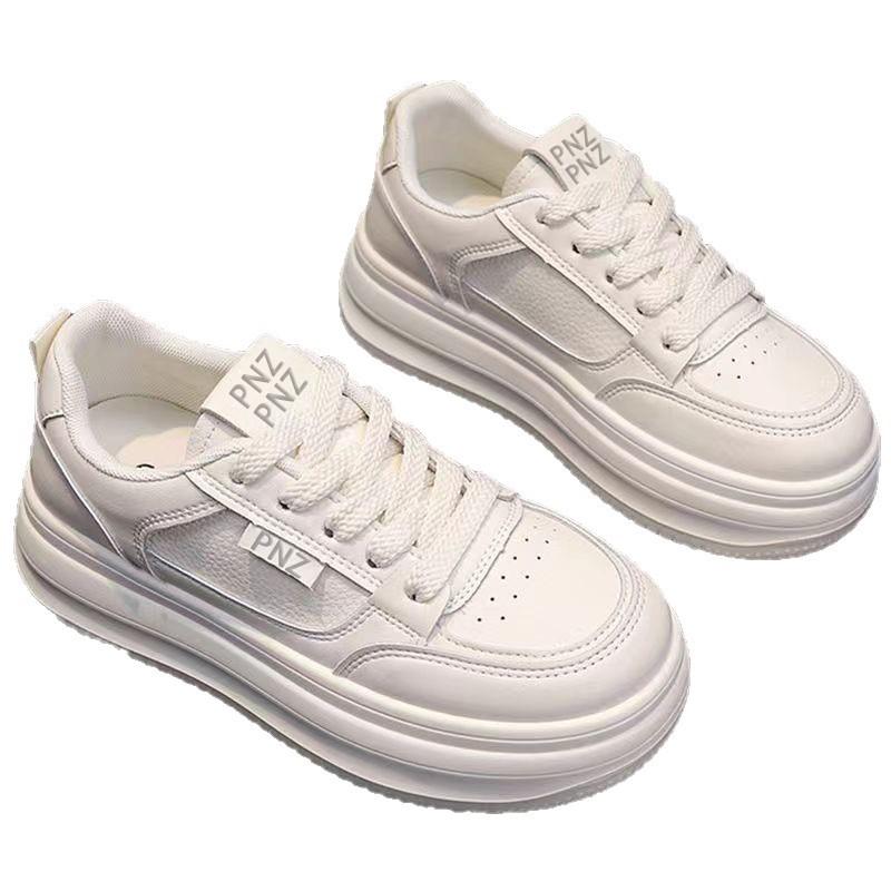 Thick-soled women's 2026 new muffin spring and autumn women's shoes sports breathable students casual soft-soled heightening board shoes