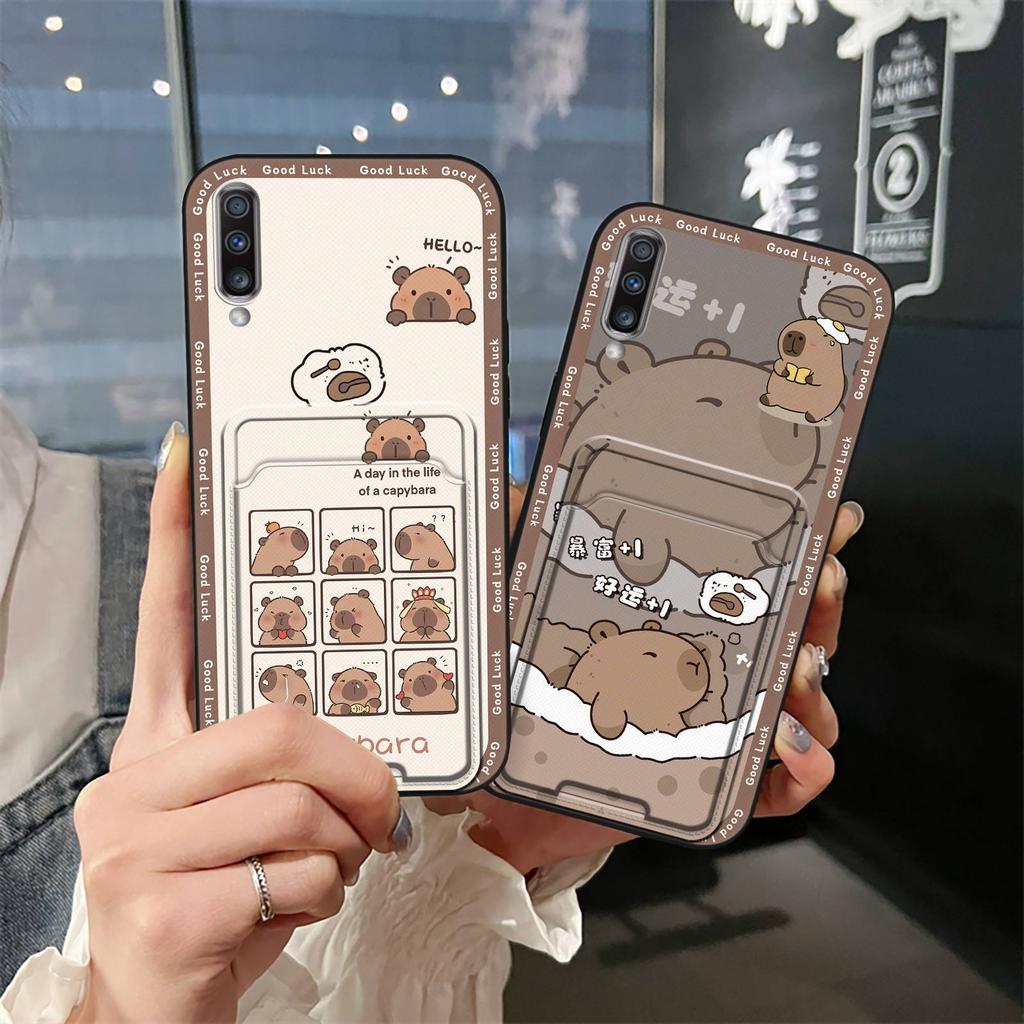 Cover Cute Phone Case For Samsung Galaxy A70 Silicone Cartoon Card Slot Card Sleeve Graffiti Dirt-resistant Durable TPU