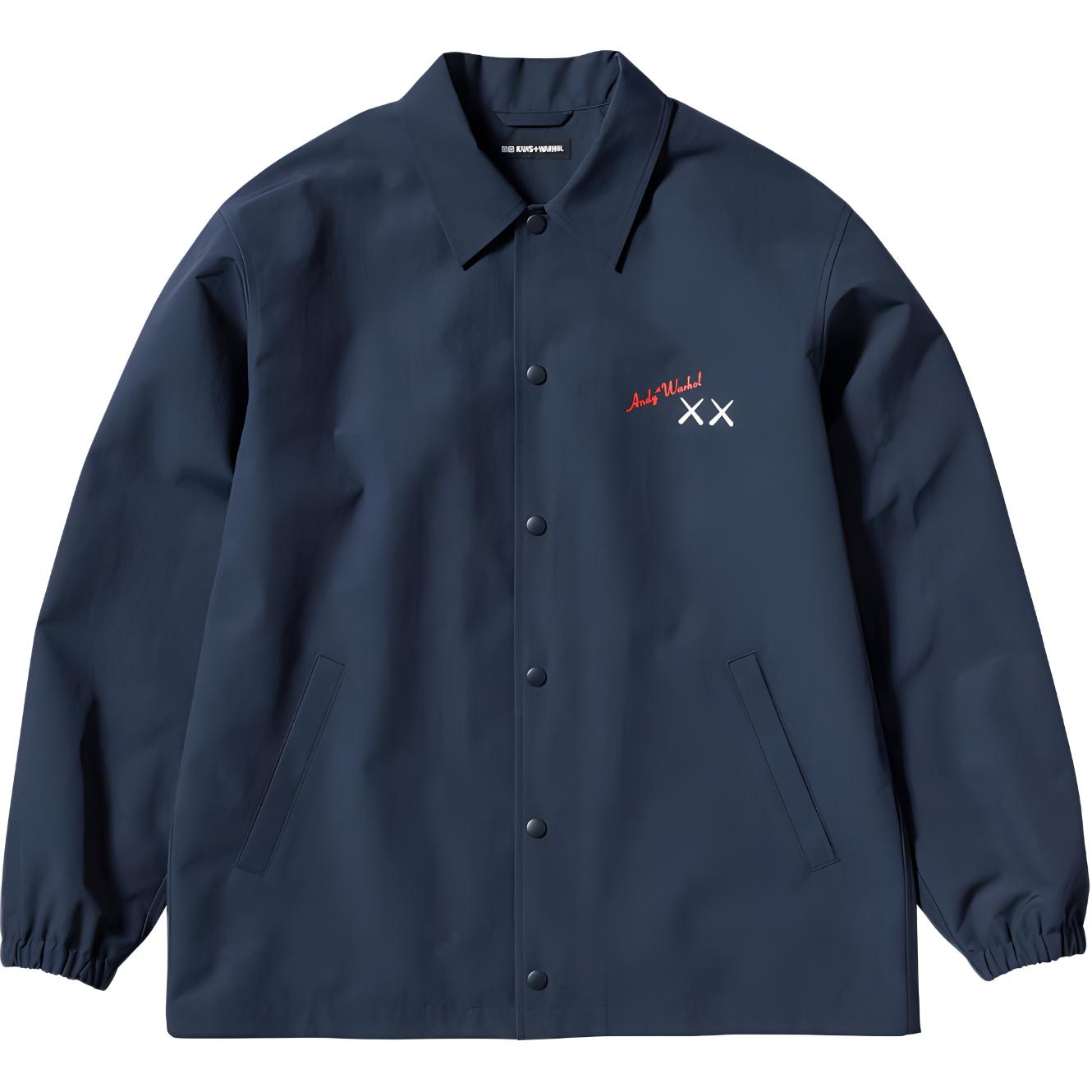 UNIQLO KAWS X Warhol Коллаборация Модная Удобная Повседневная Простая Куртка Унисекс куртки Темно-синий 476316-69 XS