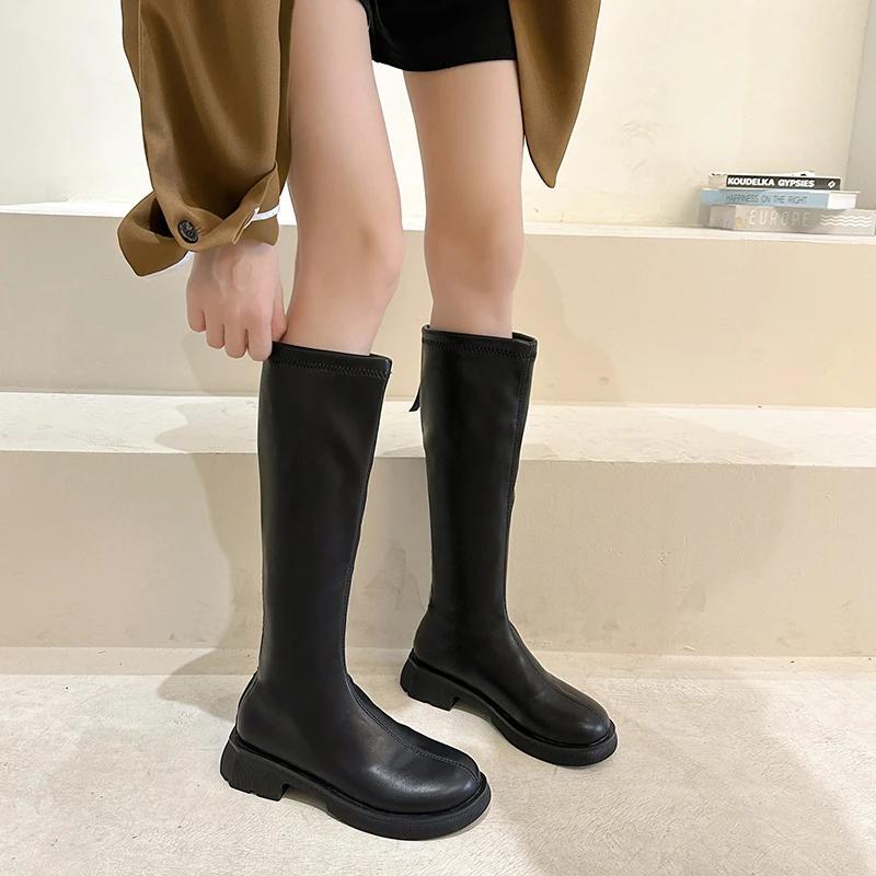 High Quality Women Long Boots Autumn Winter Women Shoes Woman Heel Soft Leather Ladies Knight Boots Casual Shoes Knee High Boots