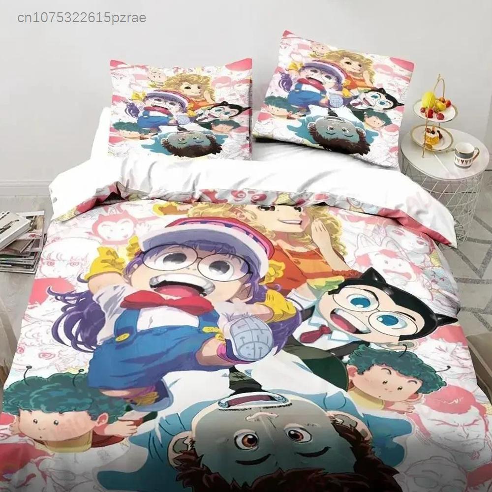Cartoon DR S-Slump Arale Anime Bettwäsche-Set Bedrucktes Bettwäsche-Set Mit Kissenbezug Bettdeckenbezug Weich Queen King Size Bettwäsche Zuhause