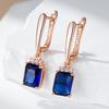 Unusual Shiny Square Blue Natural Zircon Drop Earrings For Women Luxury  Rose Gold Color Party Daily Fine Jewelry Gift