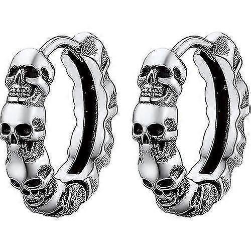 Men's Hanging Skull Earring/creole Skull In Steel/gold Plated/black Color Jewelry Punk Style-YuJia