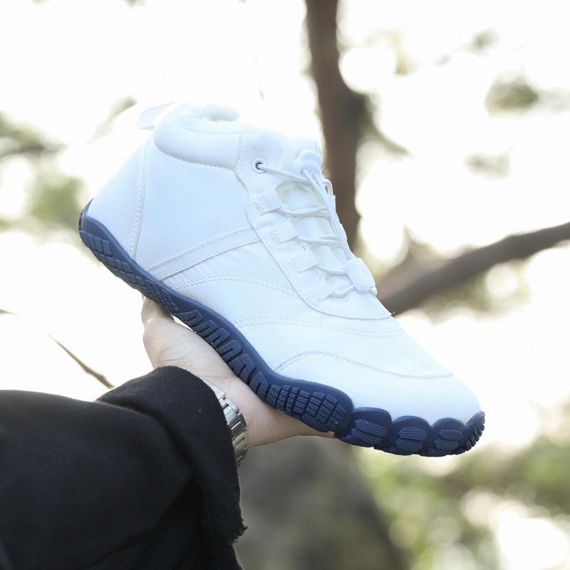 New Outdoor Sports Comfortable and Warm, Piled and Thickened Five-finger Cotton Shoes, Couple Hiking Mid-tube Cotton Boots