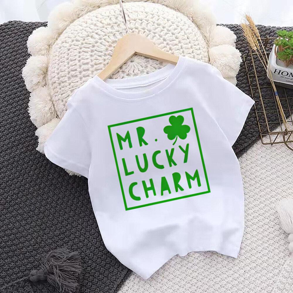 Mr Lucky Charm Print Kids Tshirt Children St Patricks Day Shirt Boy Girl Clothes St Patricks Day Toddler Outfits Shirts Gift 100