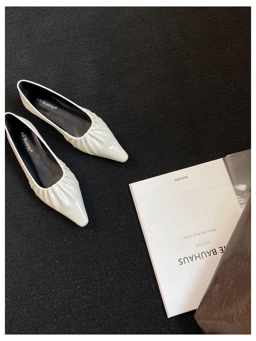 

2025 Spring Women Flats Shoes Fashion Pointed Toe Pleated Shallow Slip On Ballerina Shoes Soft Flat Heel Lady Dress Office Mujer 35
