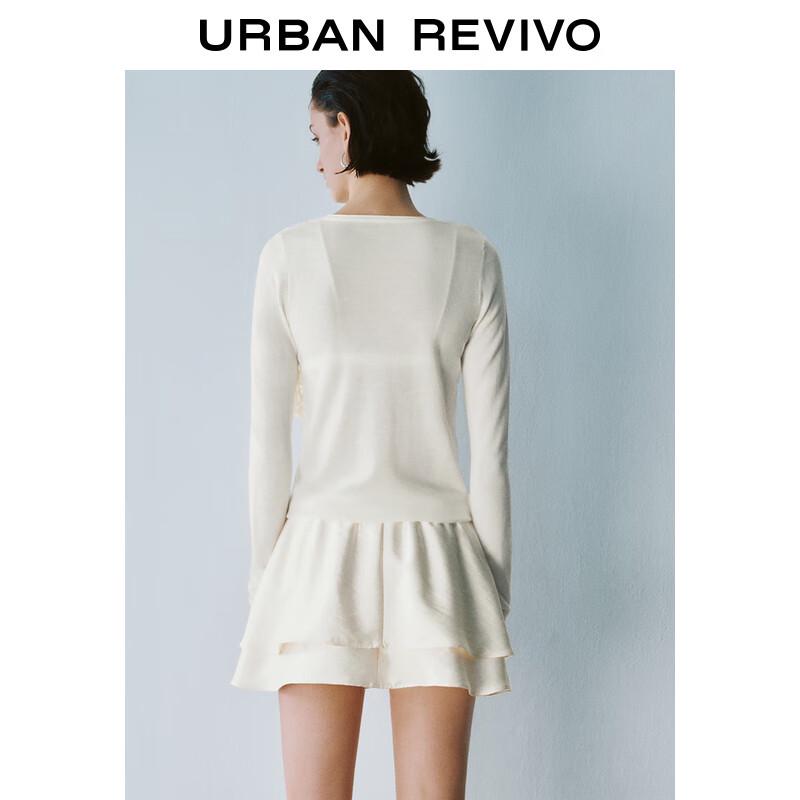 UR 2025 Spring Women's Spliced Strap Crochet Knit Top