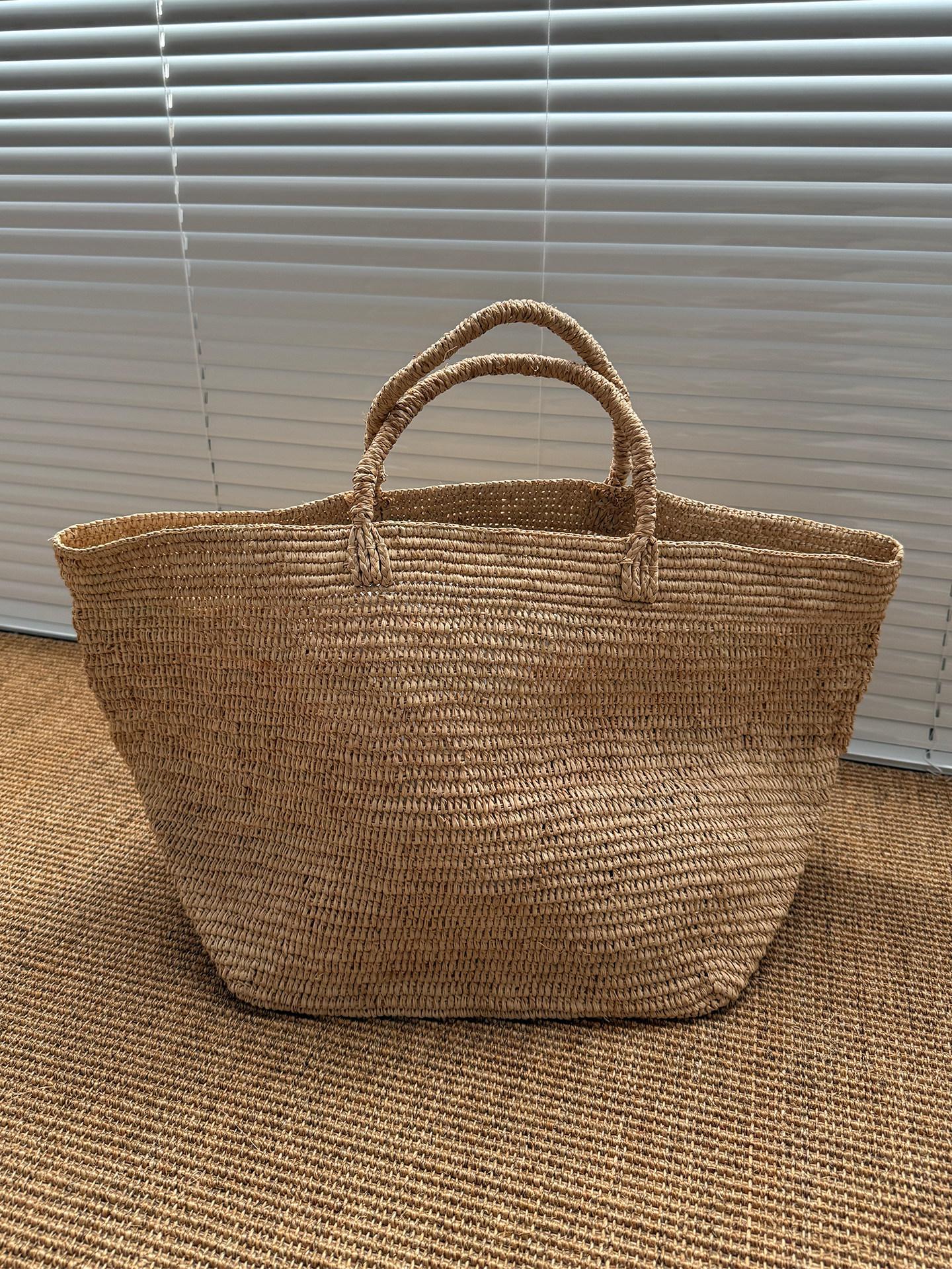 

Пляжная сумка-тоут из соломы, Большая летняя плетеная сумка из ротанга, Ручная работа, Сумки на плечо для женщин