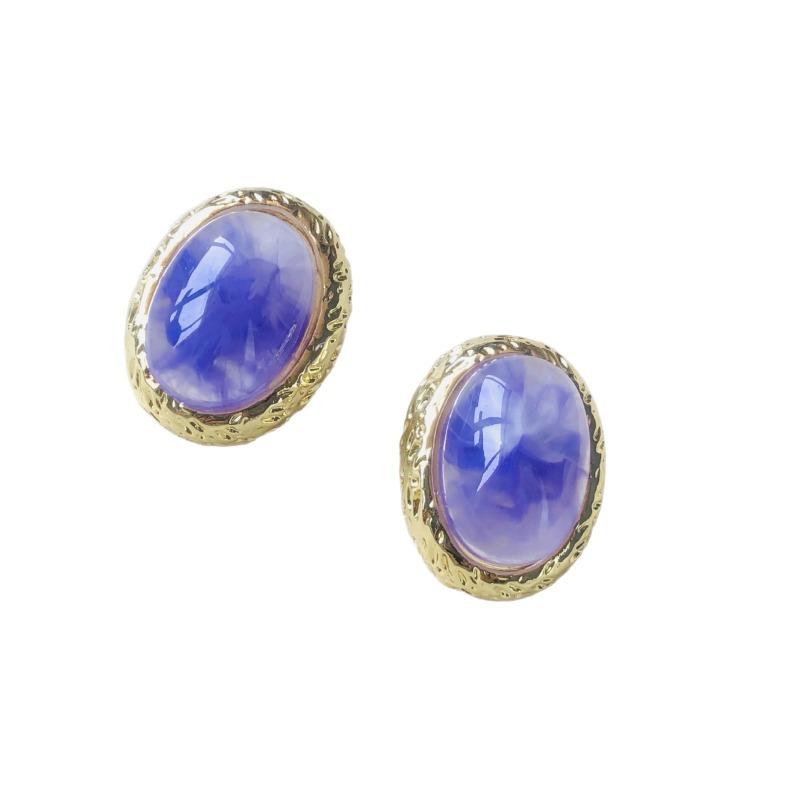 Vintage High-End Oval Texture Tiger Eye Stud Earrings Luxury Minimalist Design Luxury Feelings Jewelry Accessories