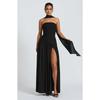 Women's Tube Top Solid Color Split Dress Fashionable and Sexy Halter High Split Dress