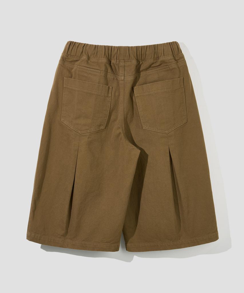 AGOD Double-Pleated Elastic String Bermuda Shorts [Brown]