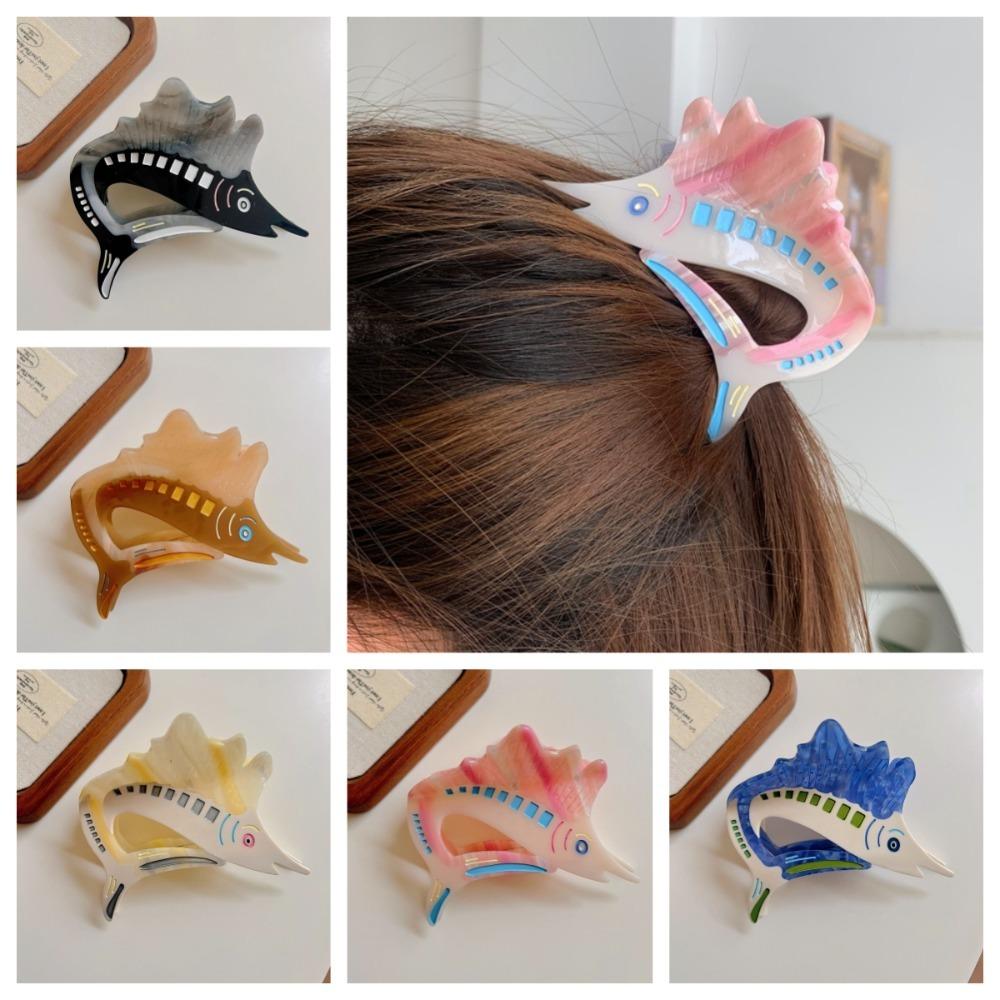 

Sweet Acetate Ocean Tunny Hair Clip Korean Style Marine Organisms Shark Clip Hair Accessories сірий