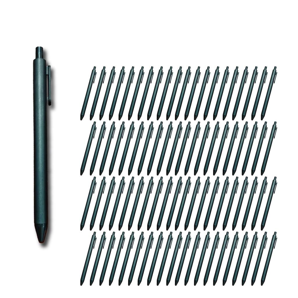 Mon Amulette Ballpoint Pens, 100 Pens, 1mm Tip, Retractable, Black, Matte Finish.