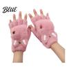 Fingerless Gloves with Flap Cover Furry Cat Paw Thermal Gloves Flip Top Mitten Button for Women Winter Cozy Outdoor Cold Weather Plush Half