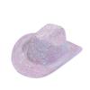 New Diamond-embellished Wide-brimmed Rolled Edge Jazz Hat Unisex European American Party Cowgirl Hat