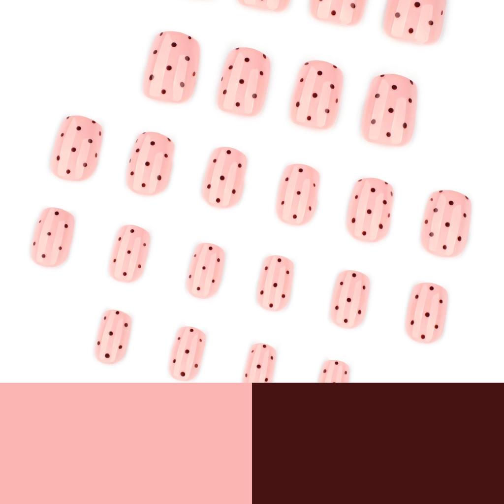 Polka Dot Wearable Nails - Short Style Fall/Winter Manicure False Nail Tips