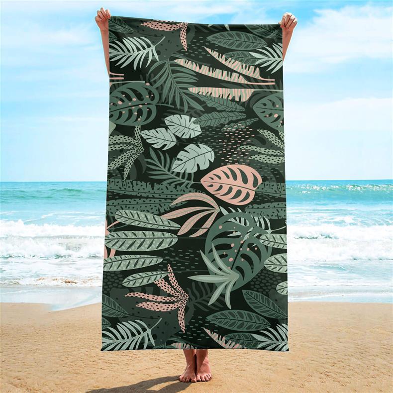 Summer Tropical Ultra-fine Fiber Beach Towel with Sun Protection