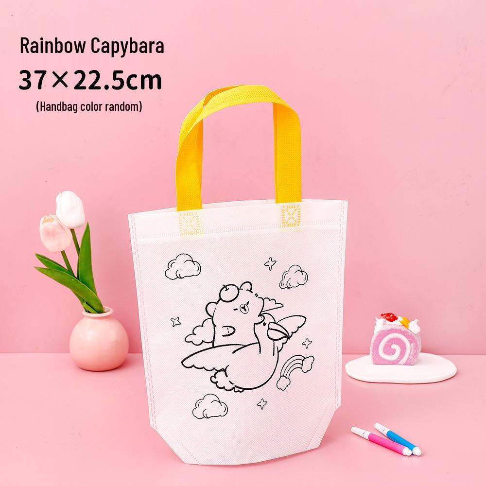 Kids' DIY Cartoon Doodle Tote Bag - Educational Non-Woven Craft Gift