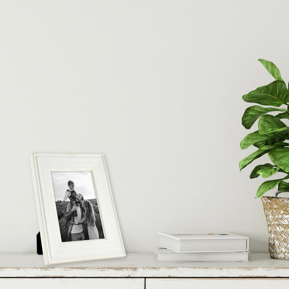 2 Pack 5x7 Rustic White Tabletop Picture Frame Durable Plastic Glass Front Vertical Horizontal Display Unique Gallery Wall Decor