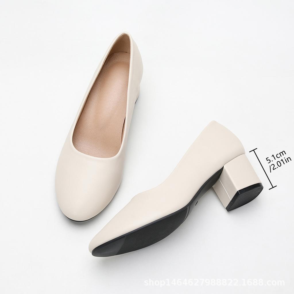 Damen neue weiche Leder Arbeitsschuhe, weiche Sohlen sind bequem und ermüden nicht, vielseitige Füße, einfache äußere hohe Absätze