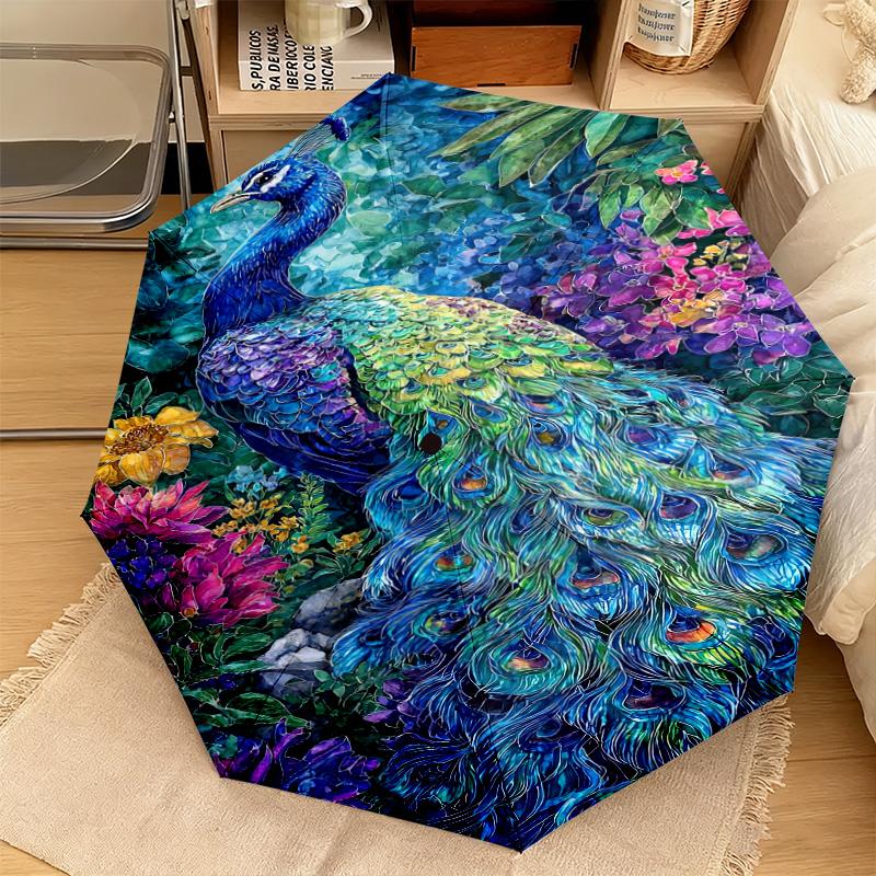 1PC Peacock Starry Night Automatic Umbrella - Suitable Travel Outdoor Portable Umbrella Birthday Gift Daily Essentials
