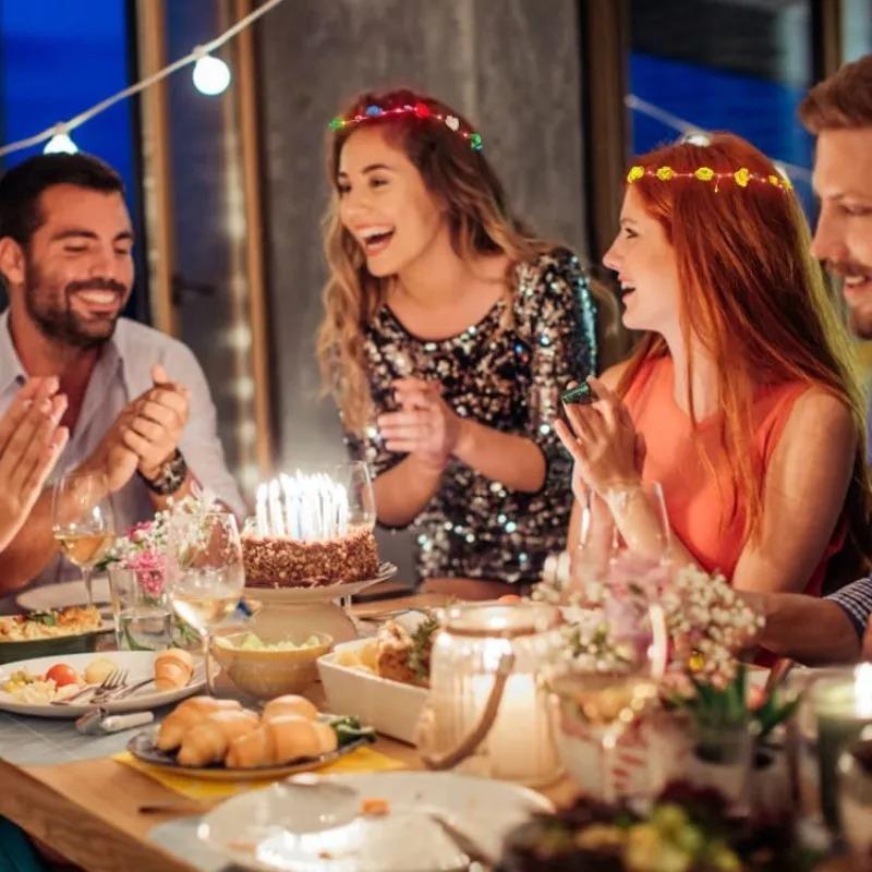 10/60Pcs Light Up Flower Headband LED Flower Hair Crown Glowing Floral Wreath Crowns Birthday Wedding Christmas Decoration 2024