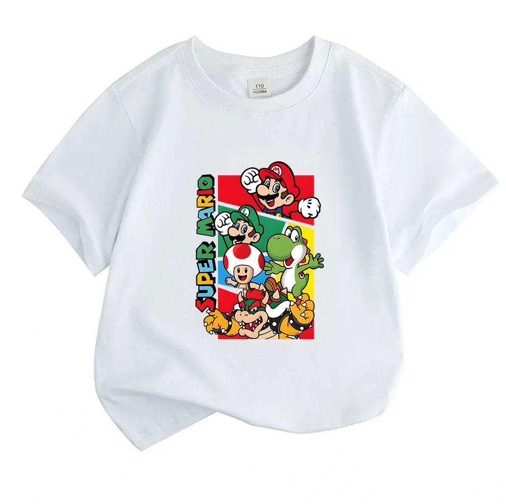 Kids Boys Girls Crew Neck Short Sleeve 100% Cotton T-Shirt Cute Cartoon Game Character Printed Casual Lightweight Breathable Summer Daily Wear Top for