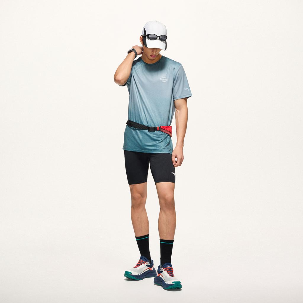 Anta Mens Short Sleeve Knitted T-Shirt 2026 Summer Men tops Mineral-Green 952625114-4