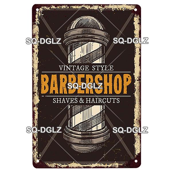 Vintage Metal Tin Sign Retro Barber Shop Wall Decor Aluminum Shaving Haircut Poster Plaque