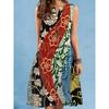 Robe imprimée d'été pour femme Vintage Sexy Sans manches Col en V Fleur 3D Robe ample coupe A Robe d'été décontractée pour femme Vacances à la plage Fête