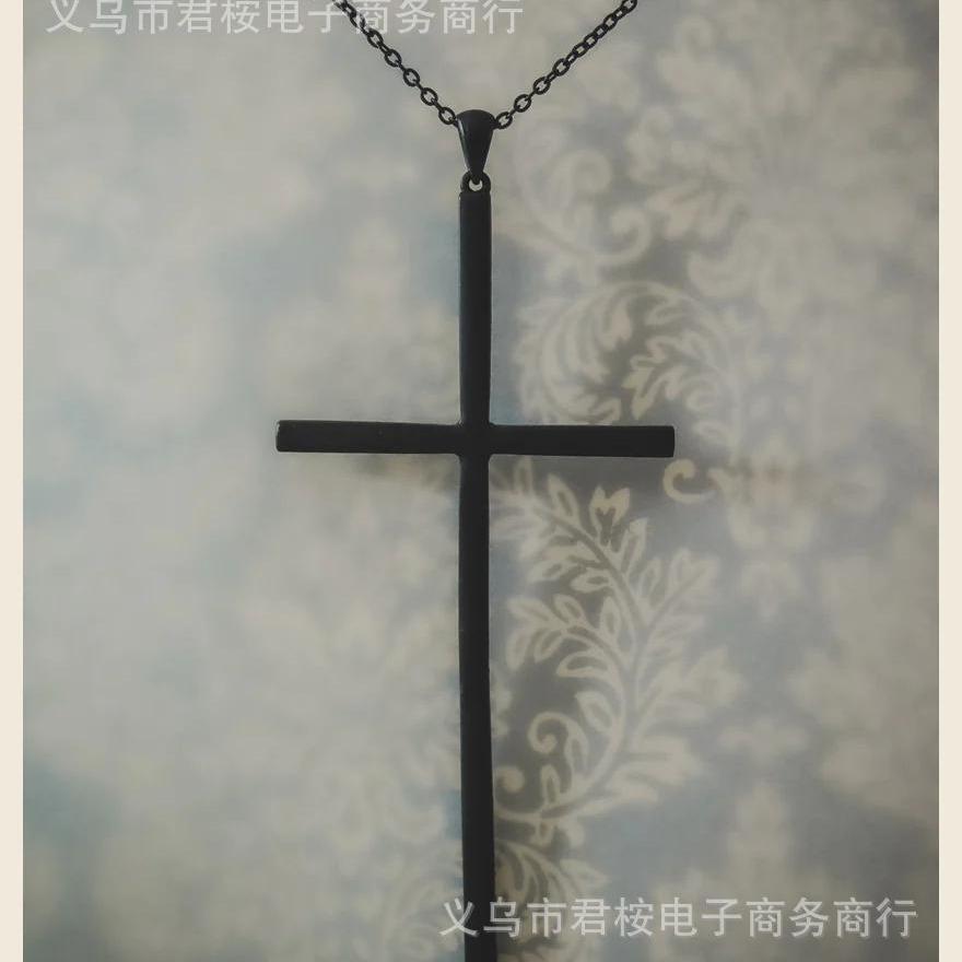 

Gothic Victorian Black Cross Pendant Necklace for Women Men Halloween Personality Minimalism Amulet Collar Chain Jewelry Gifts чорний