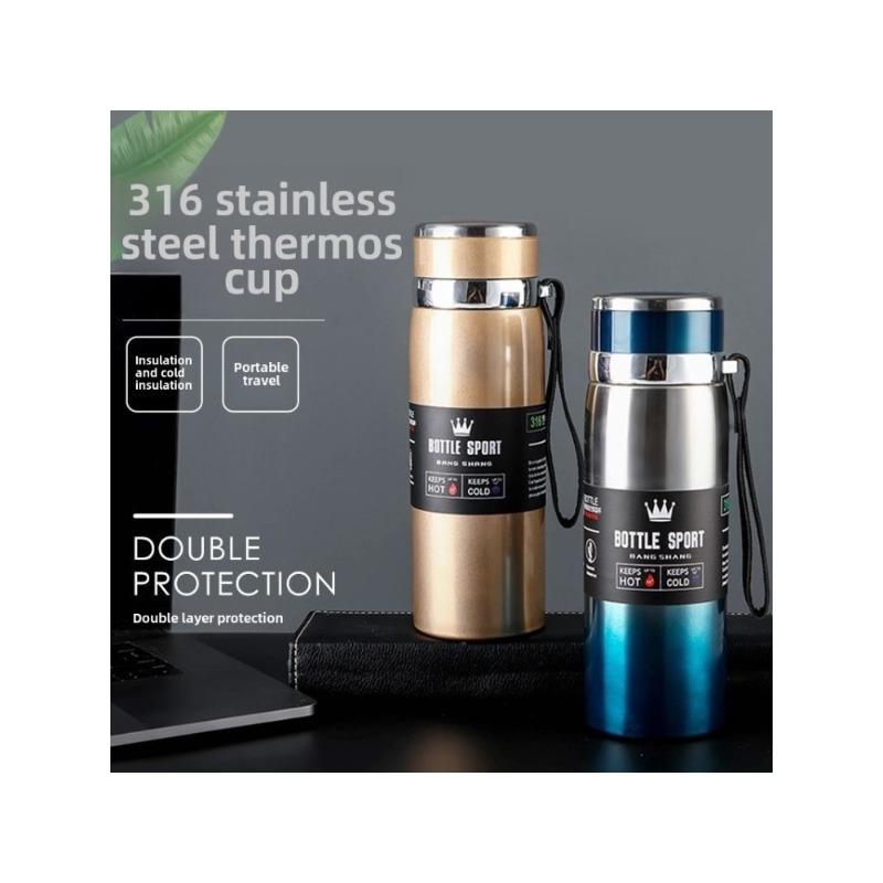 New 316 Stainless Steel Insulated Cup Gradient Color Lid Strap Travel Large Capacity Outdoor Sports Water Cup