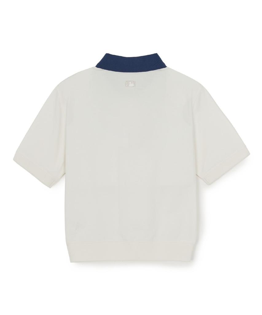 Emelbi Women'S Basic Crop Collared T-Shirt Ny (Ivory)