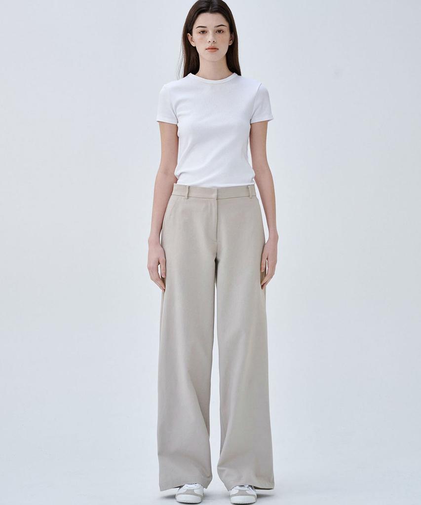 MALOUPE 2171 Stretch Lightweight Wide Pants (Beige)