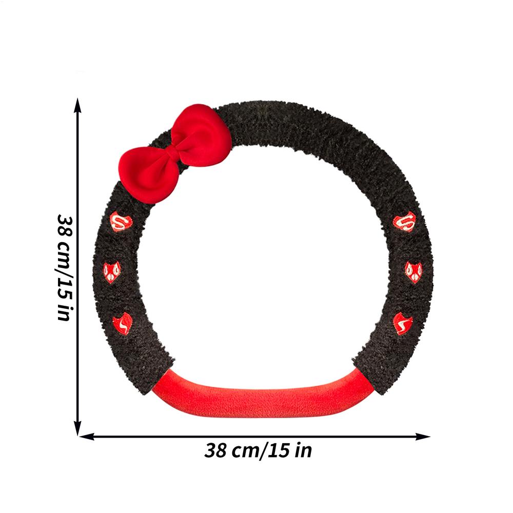 

Bow Steering Wheel Cover Plush Bow Winter Automotive Interior Decoration Soft Plush Car Steering Wheel Protective Cover For