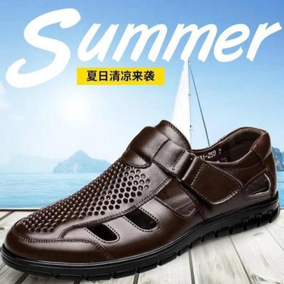 Heren Sandalen Zomer Holle Casual Platform Sandaal Mode Handgemaakte Leren Sandalen voor Heren Zakelijk Vrije Tijd Sandalias Hombre