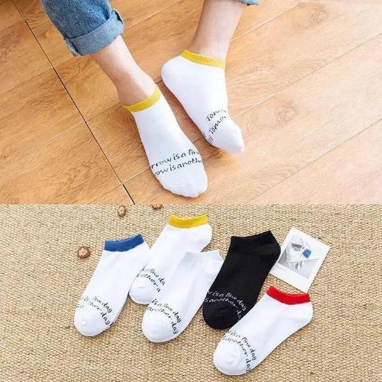 5 Pairs 10 Pairs Cotton Letters Comfortable Breathable Men Ankle Sock Summer Hip Hop Harajuku Hipster Socks Men Funny Sock